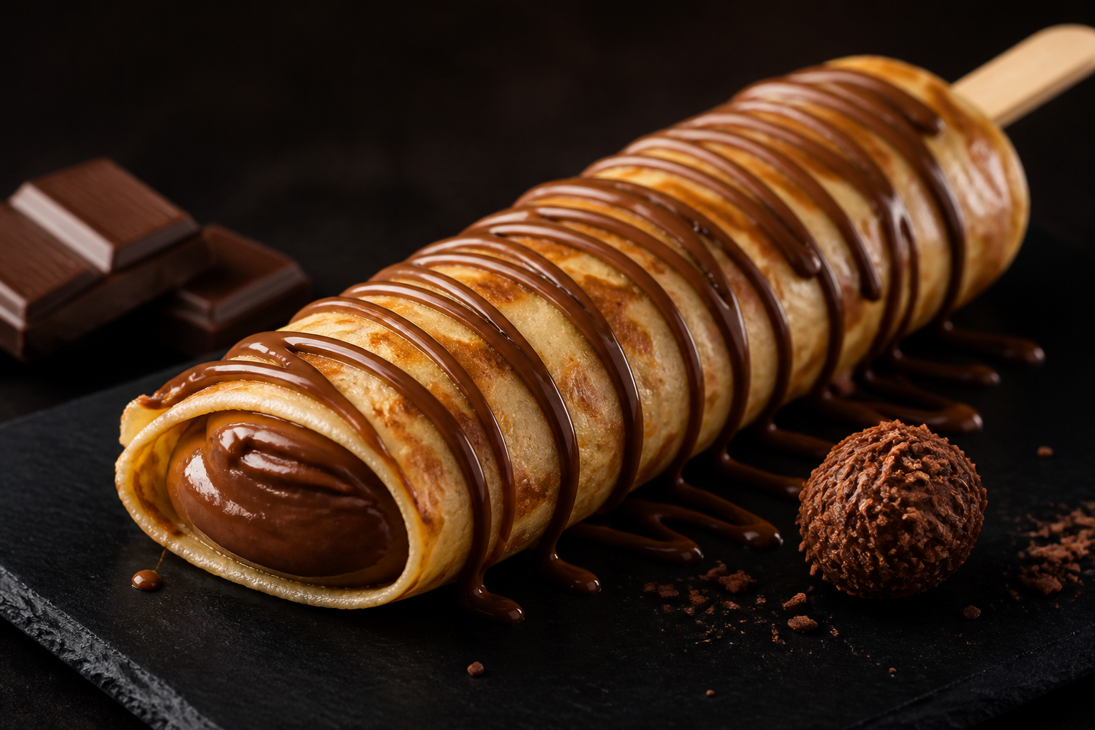 Crepe Brigadeiro no Palito