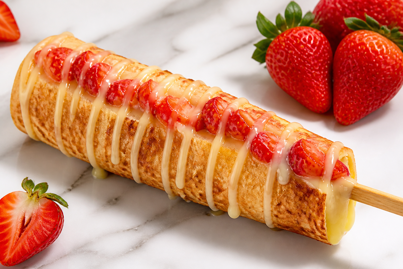 Crepe Morango no Palito